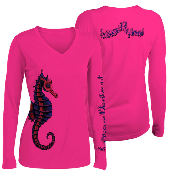 Seahorse V Neck UPF – Saltwater Playground